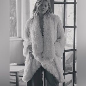 Daily Practice White faux fur drapey oversized coat by Anthropologie